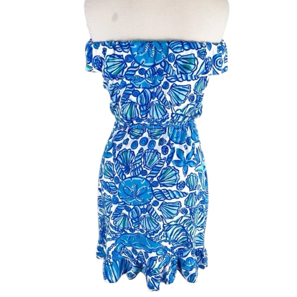 Lilly Pulitzer Shorely Blue Sailors Valentine Strapless Mini Dress S - Picture 5 of 7